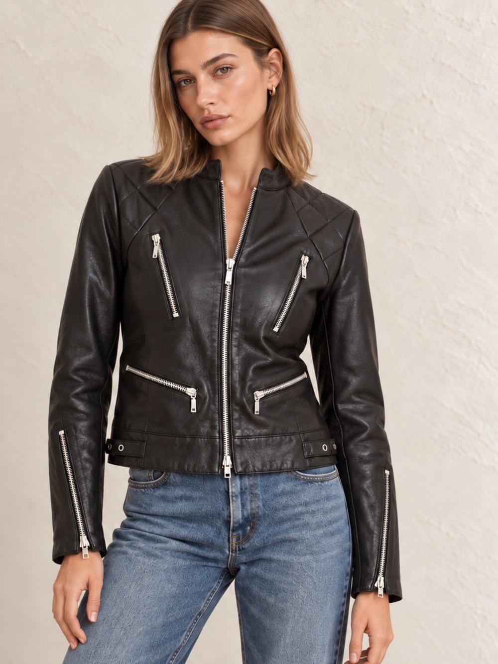 Genuine Leather Billabong Moto Jacket | Motorcycle Black Biker Jacket | Y2K